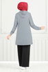 La Pierre Détaillé Hijab Équipe Numéro de pièce 345DVL897-M Gris et Noir - Thumbnail