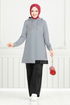 La Pierre Détaillé Hijab Équipe Numéro de pièce 345DVL897-M Gris et Noir - Thumbnail