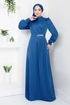 La Pierre Détaillé Hijab Robe de soirée Numéro de pièce 271DVL897-M Indigo - Thumbnail