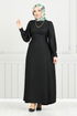 Laçage Détaillé Robe Numéro d'article 15962BSK984-M Noir - Thumbnail