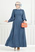 Laçage Détaillé Robe Numéro d'article 15962BSK984-M Sombre Indigo - Thumbnail