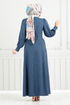 Laçage Détaillé Robe Numéro d'article 15962BSK984-M Sombre Indigo - Thumbnail