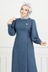 Laçage Détaillé Robe Numéro d'article 15962BSK984-M Sombre Indigo - Thumbnail