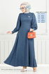 Laçage Détaillé Robe Numéro d'article 15962BSK984-M Sombre Indigo - Thumbnail