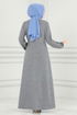 Lacé Robe Modèle: MSL8008 Gris - Thumbnail