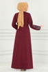 Laced Up Dress MSL8008 Burgundy - Thumbnail