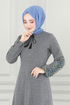 Laced Up Dress MSL8008 Grey - Thumbnail