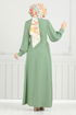 Lacing Detailed Dress 15962BSK984-M Unripe almond - Thumbnail