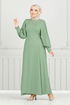 Lacing Detailed Dress 15962BSK984-M Unripe almond - Thumbnail