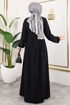 Lacing Detailed Hijab Ferace 0034BGS895-M Black - Thumbnail