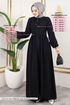 Lacing Detailed Hijab Ferace 0034BGS895-M Black - Thumbnail