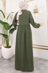 Lacing Detailed Hijab Ferace 0034BGS895-M Khaki - Thumbnail
