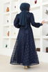 Lacy Evening dress ASM2681 Navy blue - Thumbnail