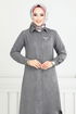Le Devant Boutonné Hijab Équipe Numéro de pièce 808OZR1047-M Anthracite - Thumbnail