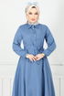Le Titre Caoutchouté Téricotone Robe 333MSS941-L Indigo - Thumbnail