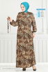 Leopar Desen Viskon Elbise 803OZN1046-MS Leopar - Thumbnail
