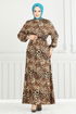 Leopar Desen Viskon Elbise 803OZN1046-MS Leopar - Thumbnail