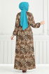 Leopar Desen Viskon Elbise 803OZN1046-MS Leopar - Thumbnail