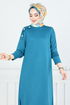 L'Épaule Boutonné Hijab Tunique 2695AYD969-L Huile - Thumbnail