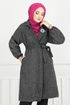 Line Detail Herringbone Coat 211EVO1065-M Pattern 1 Black - Thumbnail