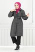 Line Detail Herringbone Coat 211EVO1065-M Pattern 1 Black - Thumbnail