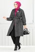 Line Detail Herringbone Coat 211EVO1065-M Pattern 1 Black - Thumbnail