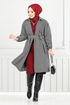 Line Detail Herringbone Coat 211EVO1065-M Pattern 1 Grey - Thumbnail