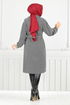 Line Detail Herringbone Coat 211EVO1065-M Pattern 1 Grey - Thumbnail