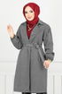 Line Detail Herringbone Coat 211EVO1065-M Pattern 1 Grey - Thumbnail