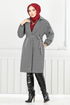 Line Detail Herringbone Coat 211EVO1065-M Pattern 1 Grey - Thumbnail