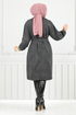 Line Detail Herringbone Coat 211EVO1065-M Pattern 2 Anthracite - Thumbnail