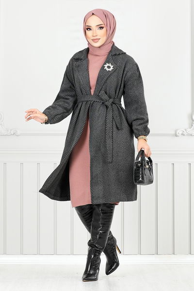 MRV E.V.O. - Line Detail Herringbone Coat 211EVO1065-M Pattern 2 Anthracite