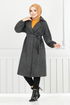 Line Detail Herringbone Coat 211EVO1065-M Pattern 2 Black - Thumbnail