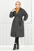 Line Detail Herringbone Coat 211EVO1065-M Pattern 2 Black - Thumbnail