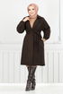 Line Detail Herringbone Coat 211EVO1065-M Pattern 2 Coffee - Thumbnail