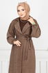 Line Detail Herringbone Coat 211EVO1065-M Pattern 2 Coffee&Vision - Thumbnail