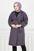 Line Detail Herringbone Coat 211EVO1065-M Pattern 2 Dark Lilac - Thumbnail