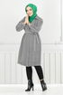 Line Detail Herringbone Coat 211EVO1065-M Pattern 2 Ecru - Thumbnail