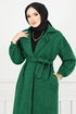 Line Detail Herringbone Coat 211EVO1065-M Pattern 2 Emerald - Thumbnail