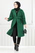 Line Detail Herringbone Coat 211EVO1065-M Pattern 2 Emerald - Thumbnail