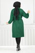 Line Detail Herringbone Coat 211EVO1065-M Pattern 2 Emerald - Thumbnail