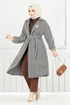 Line Detail Herringbone Coat 211EVO1065-M Pattern 2 The Stone - Thumbnail