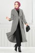 Line Detailed Long Coat 319EVO1065-M Stone - Thumbnail