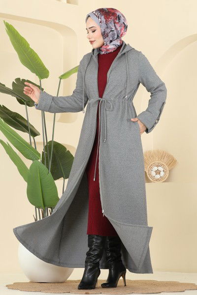 F.O.N. - Manşet Tokalı Tivit Ferace 2012FON792-MS Gri