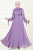 Manşeti Bağcıklı Organze Abiye 6220BSK463-MS Lila - Thumbnail