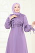 Manşeti Bağcıklı Organze Abiye 6220BSK463-MS Lila - Thumbnail