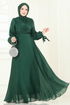 Manşeti Bağcıklı Organze Abiye 6220BSK463-MS Zümrüt - Thumbnail