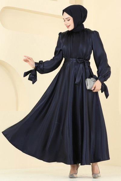 A.S.M. - Manşeti Bağcıklı Saten Abiye ASM2746-MS Laci