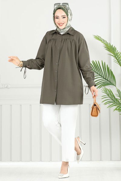 P.R.M. - Manşeti Bağcıklı Tunik 4101PM271-MS Haki