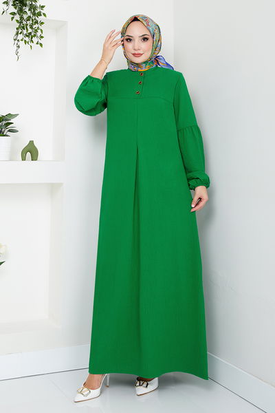 MRV H.B.S. - Manşeti Lastikli Elbise 2400HBS932-M Benetton Yeşili